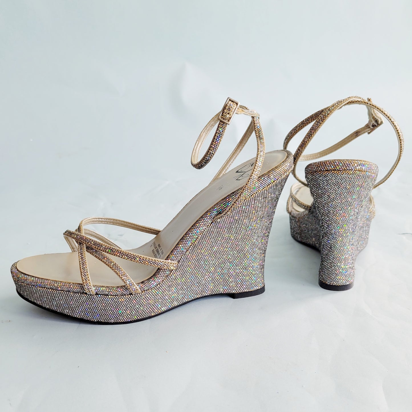 Vintage Y2k Glittery Formal platform Wedges by Self Esteem