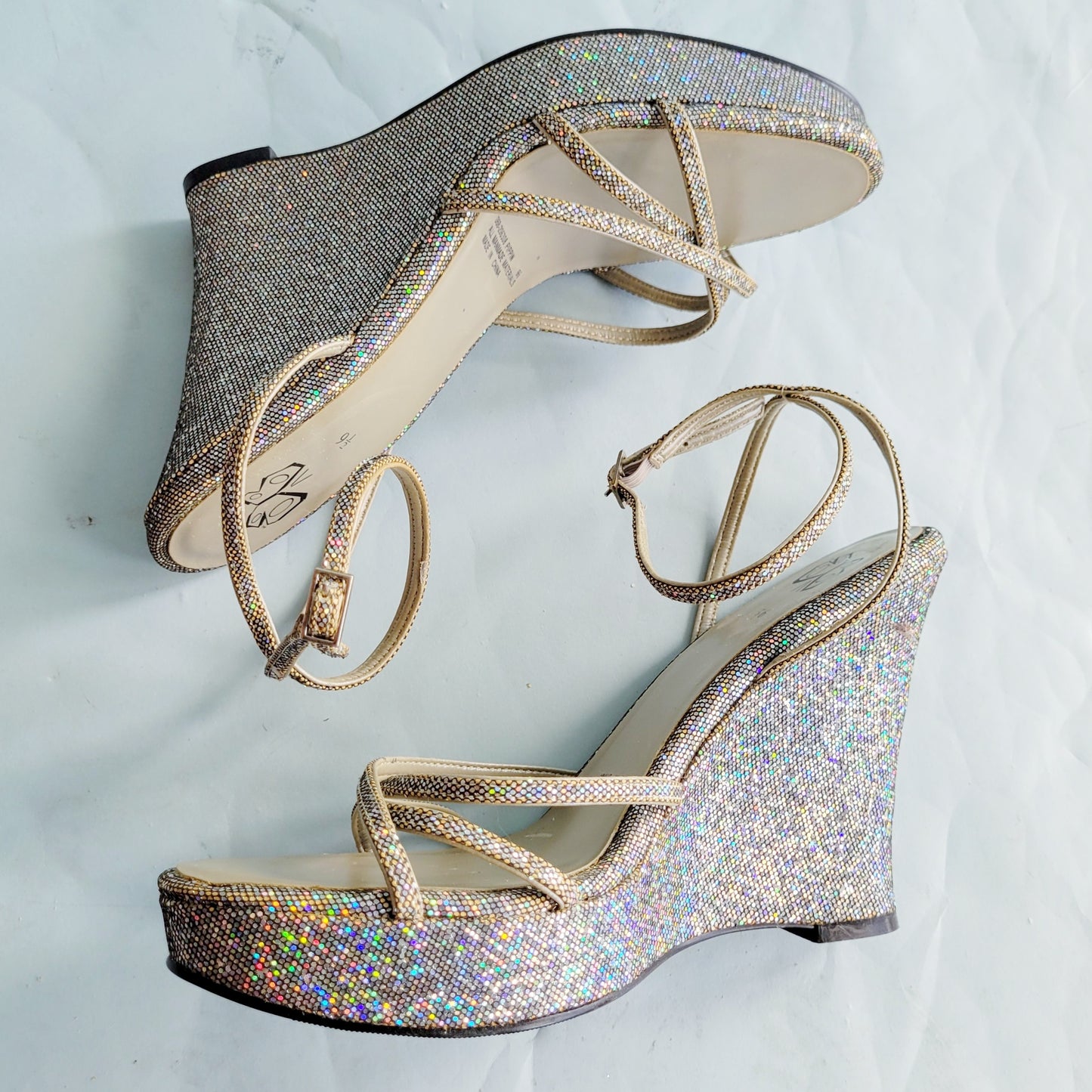 Vintage Y2k Glittery Formal platform Wedges by Self Esteem