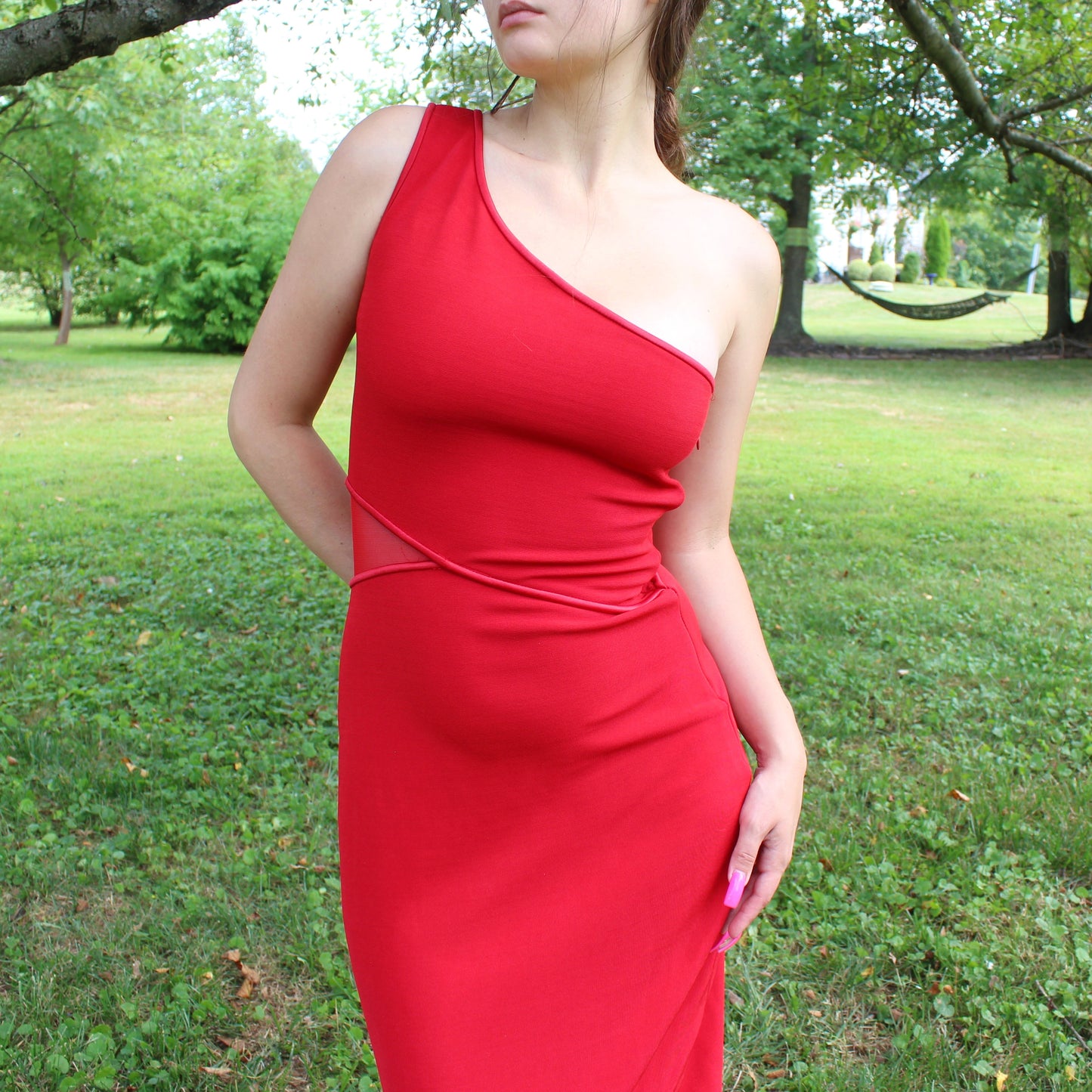 Vintage 90s One Shoulder Prom Dress by a.b.s Evening Collection