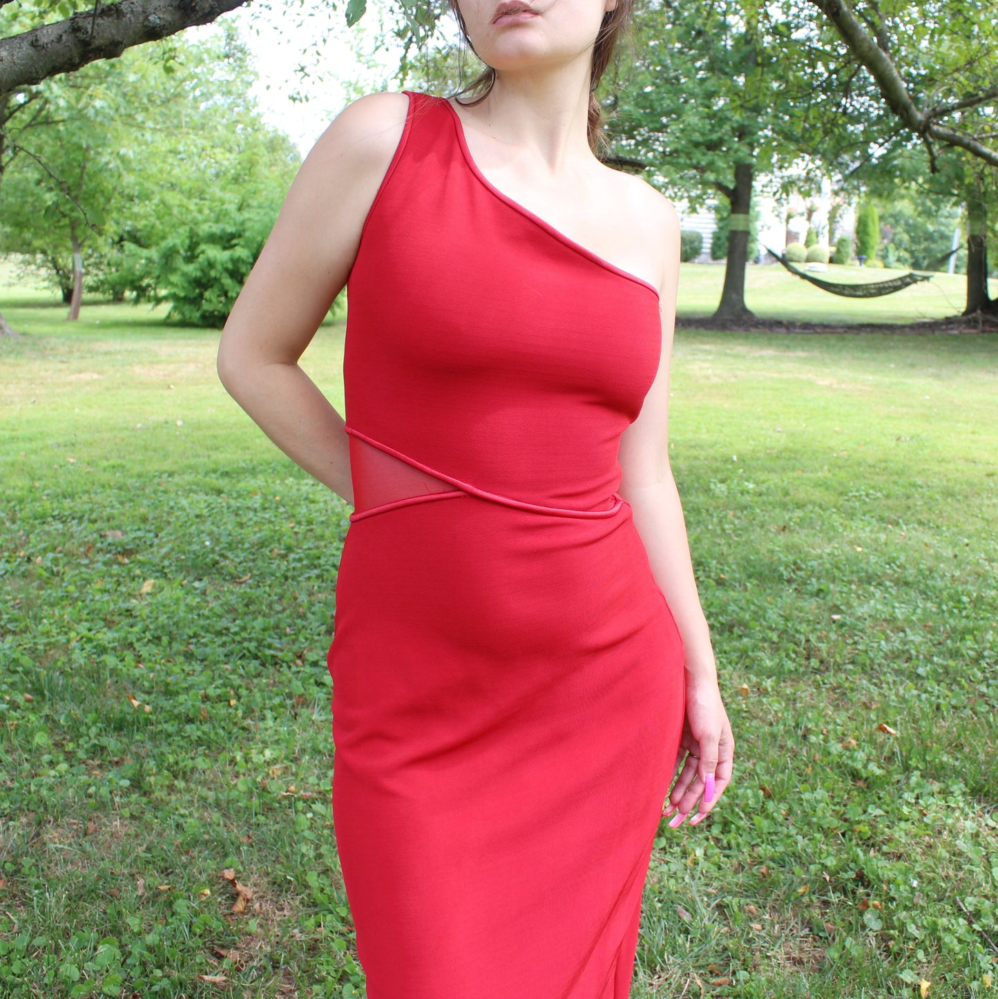 Vintage 90s One Shoulder Prom Dress by a.b.s Evening Collection