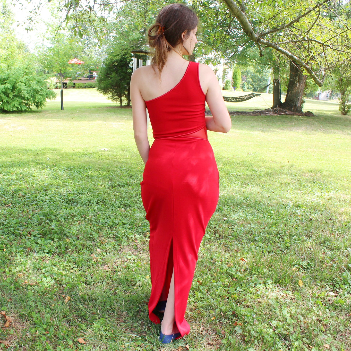 Vintage 90s One Shoulder Prom Dress by a.b.s Evening Collection