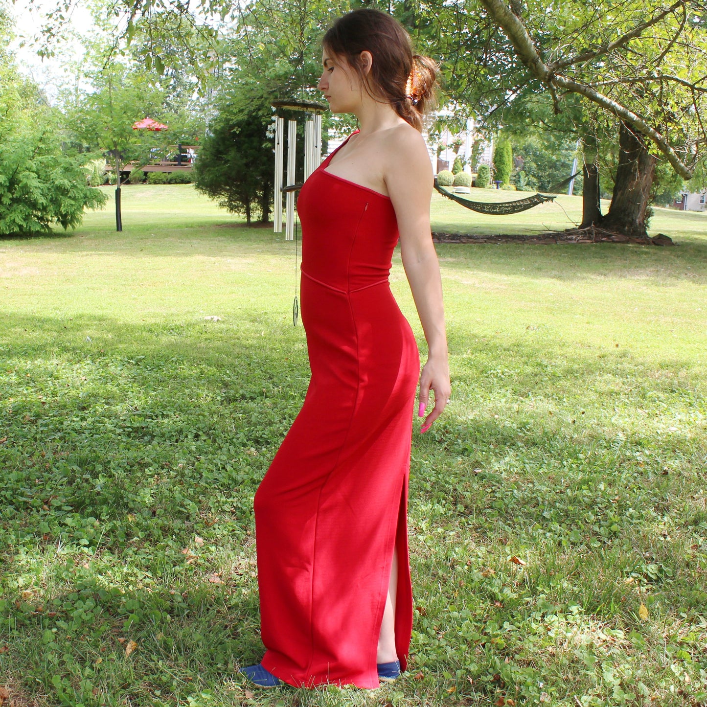 Vintage 90s One Shoulder Prom Dress by a.b.s Evening Collection