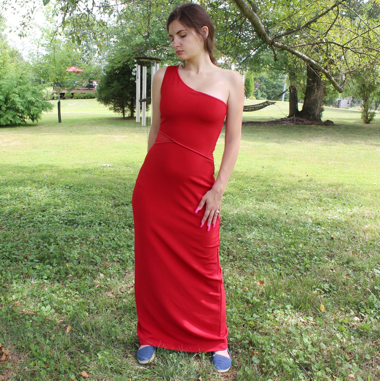 Vintage 90s One Shoulder Prom Dress by a.b.s Evening Collection