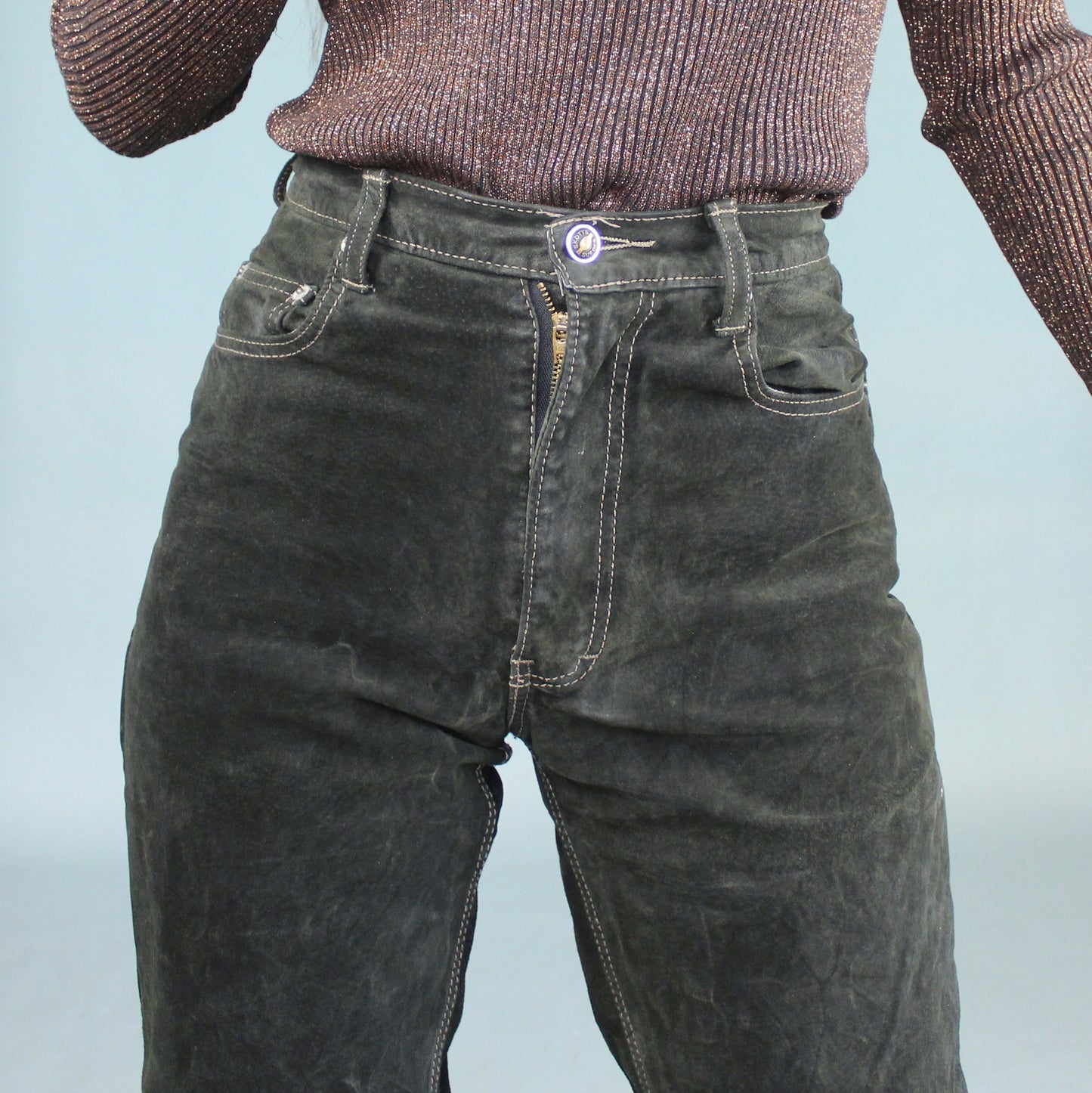 Vintage 80s Suede High Waisted Pants by Skott's Suede