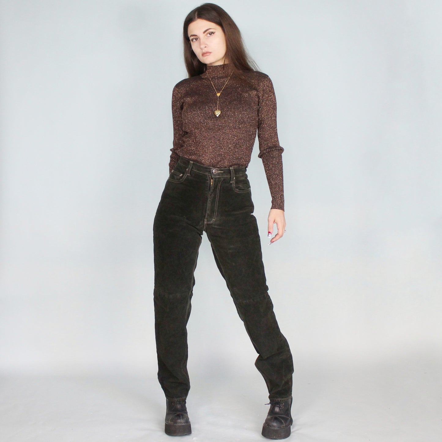 Vintage 80s Suede High Waisted Pants by Skott's Suede