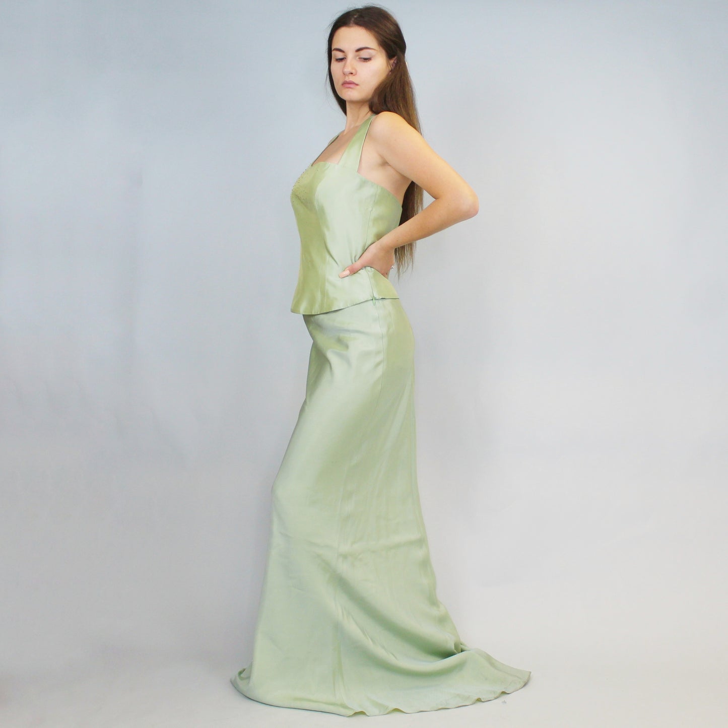 Vintage Y2k Iridescent Prom Dress Set by Cache