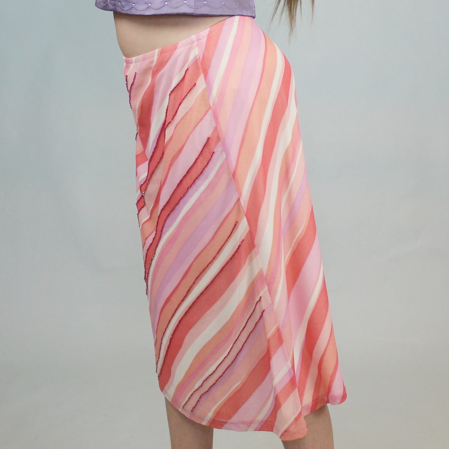 Vintage Y2k Striped Beaded Skirt by New York & Company