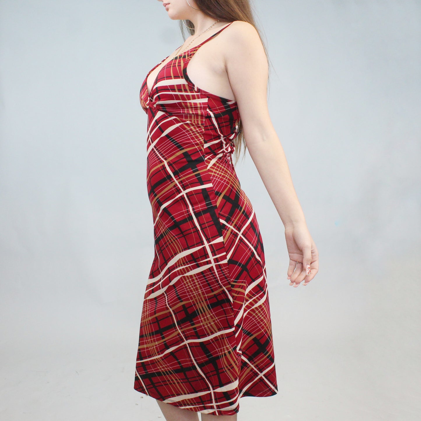 Vintage 90s Plaid Corset Midi Dress by PerSeption