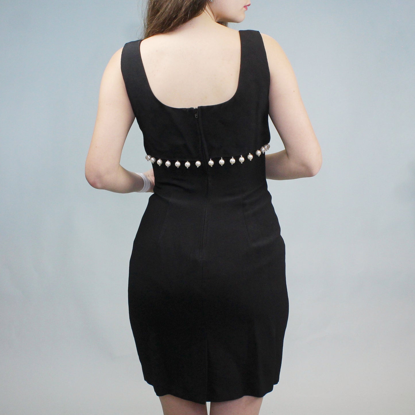 Vintage 90s Glamorous Pearl Cocktail Dress by Donna Ricco New York Petite