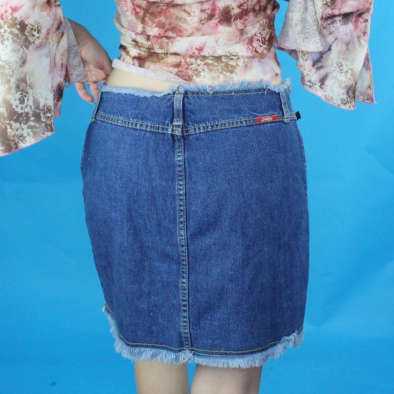 Vintage Y2k Frayed Denim Mini Skirt by Jalate Jeanswear