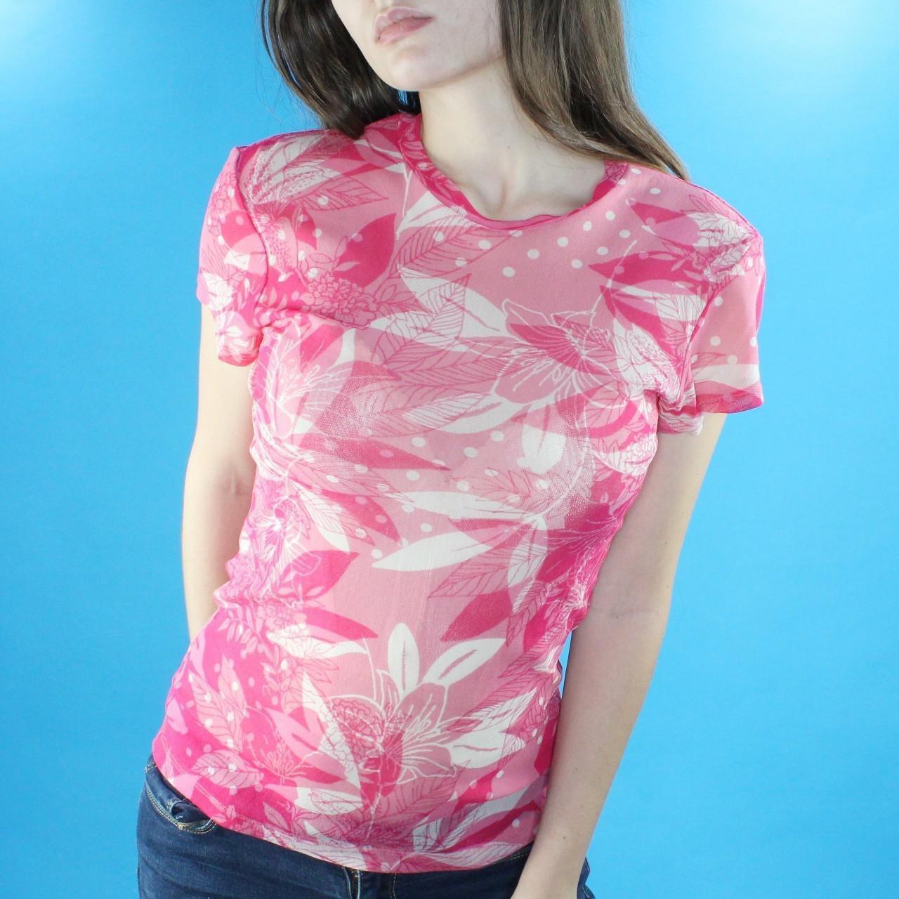 Vintage Y2k Sheer Mesh Floral Tee by The Limited