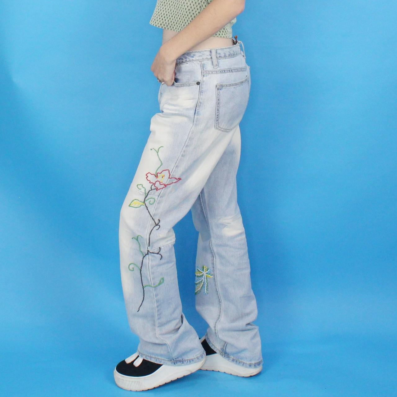 Vintage Y2k Embroidered Beaded Butterfly Jeans by Dollhouse