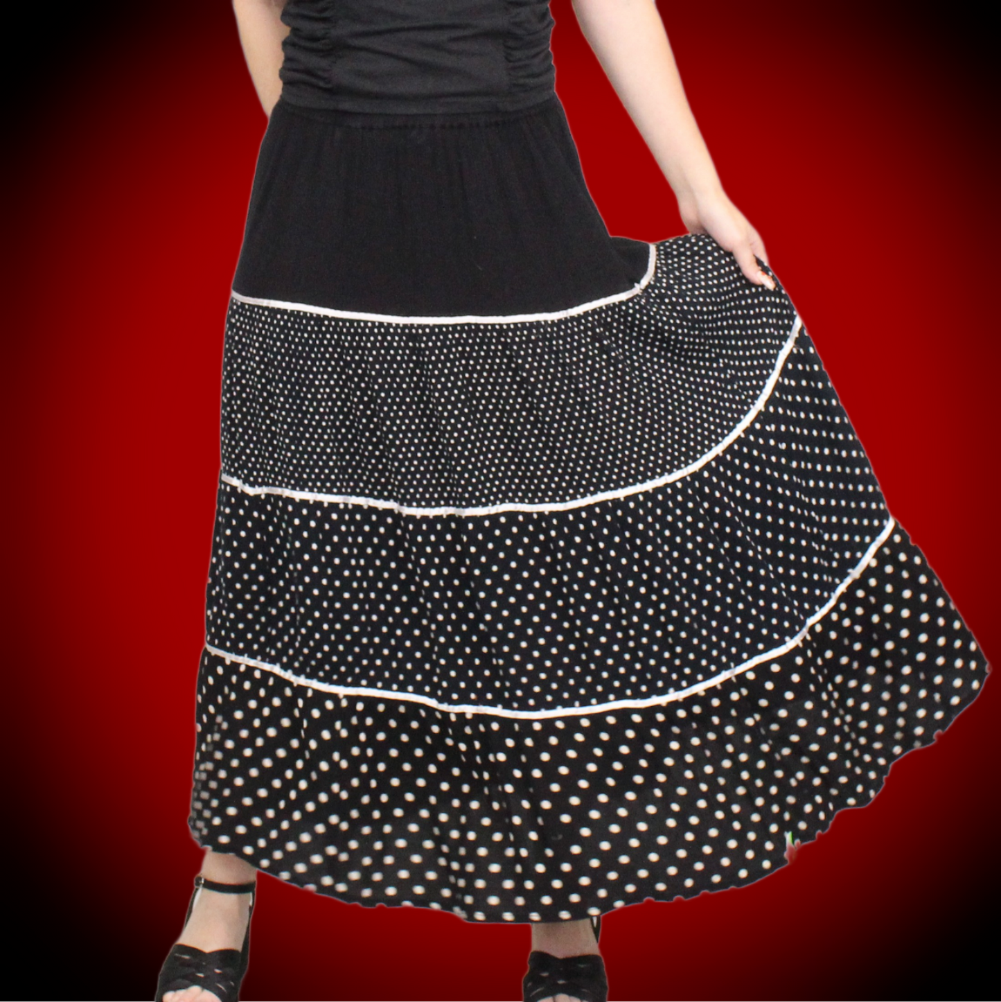 Vintage Y2k Polka dot Peasant Skirt by Cathy Daniels