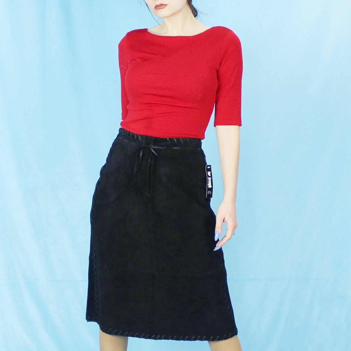 Vintage Y2k black Suede Skirt Deadstock NWT by For Joseph