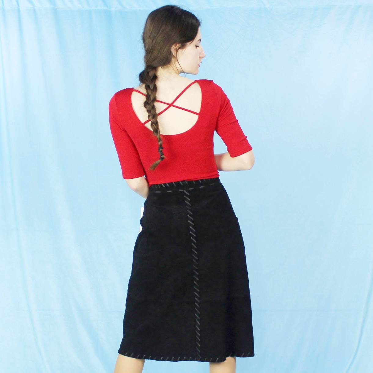 Vintage Y2k black Suede Skirt Deadstock NWT by For Joseph