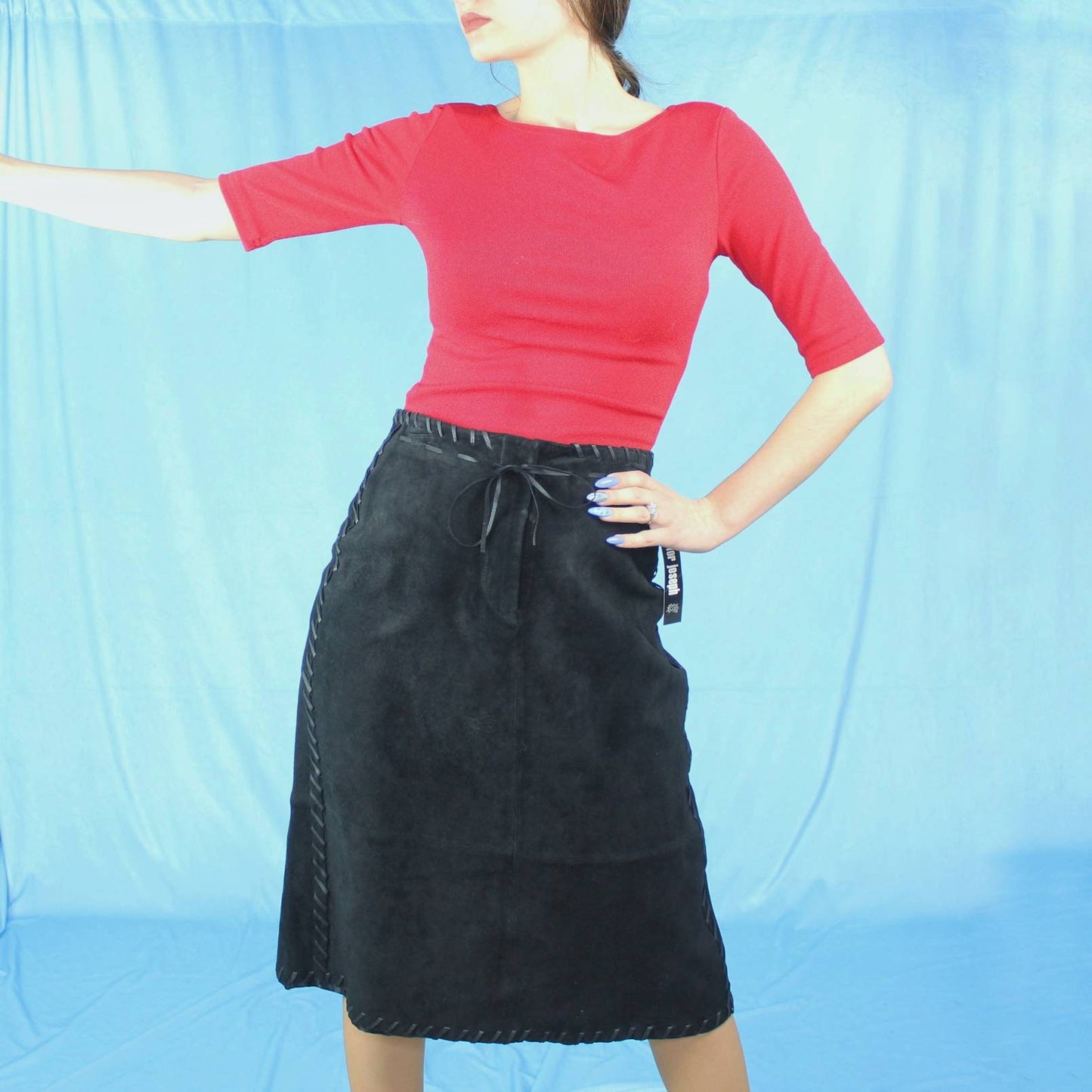 Vintage Y2k black Suede Skirt Deadstock NWT by For Joseph