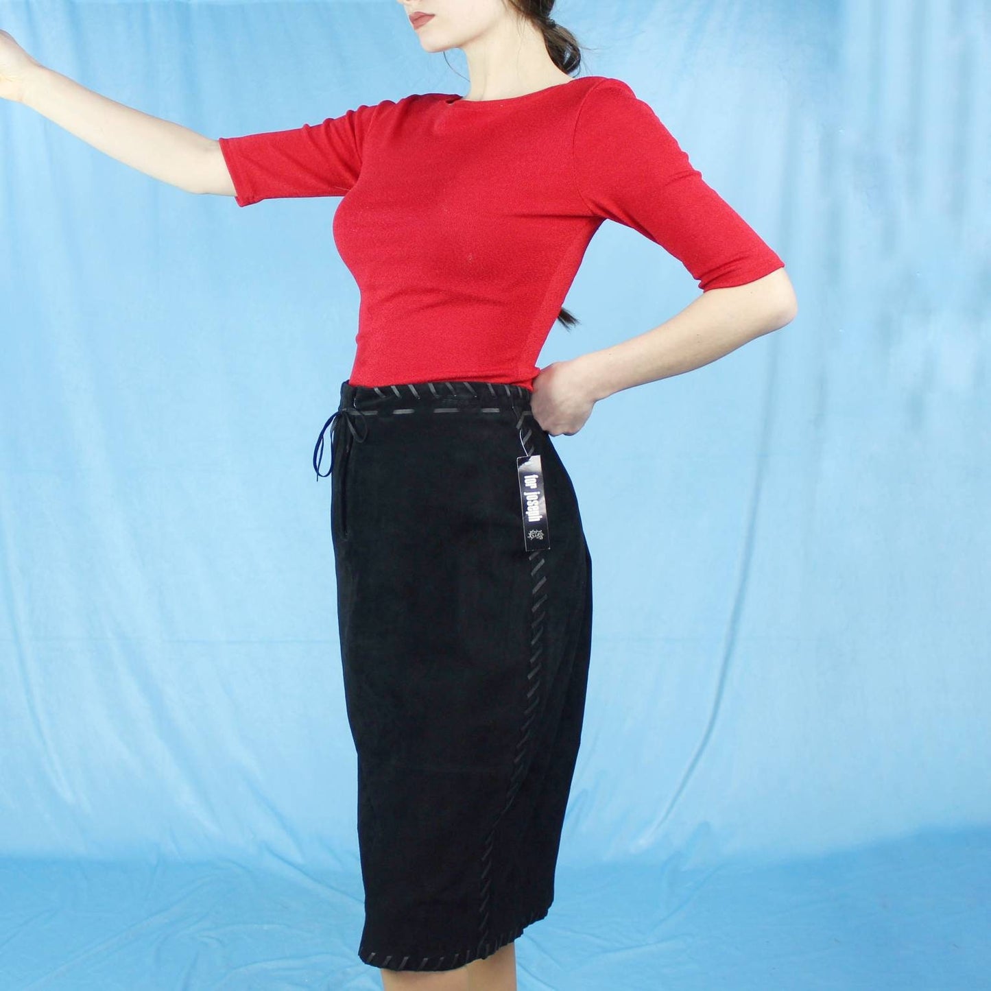 Vintage Y2k black Suede Skirt Deadstock NWT by For Joseph