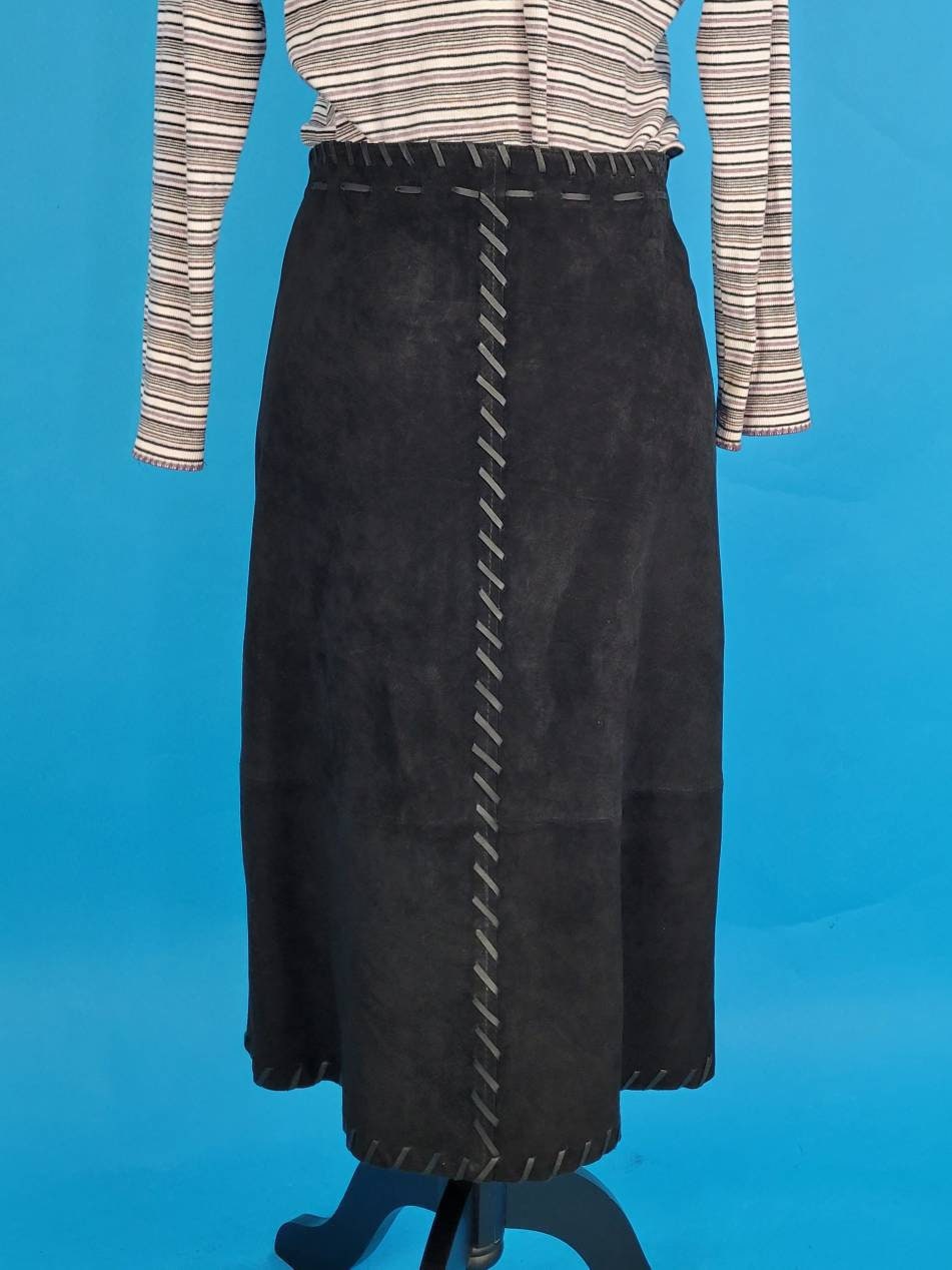 Vintage Y2k black Suede Skirt Deadstock NWT by For Joseph
