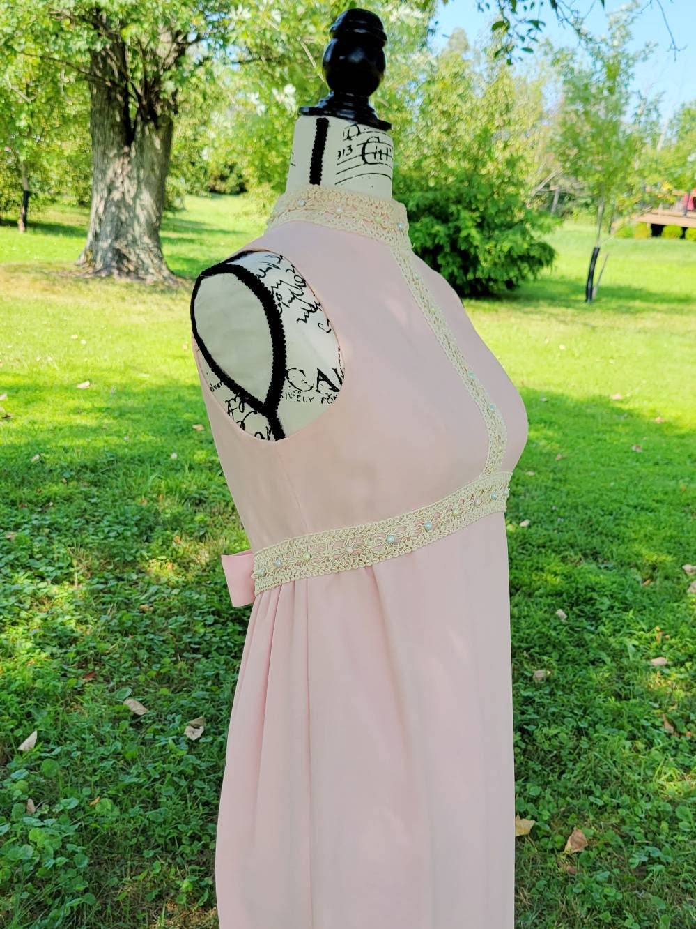 Vintage 60s Maxi Dress Pastel Pink Pearly Kawaii Lolita Prom Formal