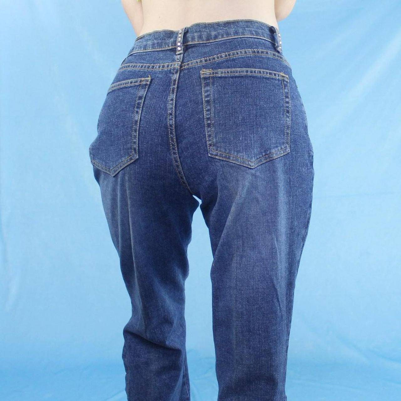 Vintage 90s Flare Jeans Crystal Rhinestone Embellished Pants by Talk of the Walk in the 1990s
