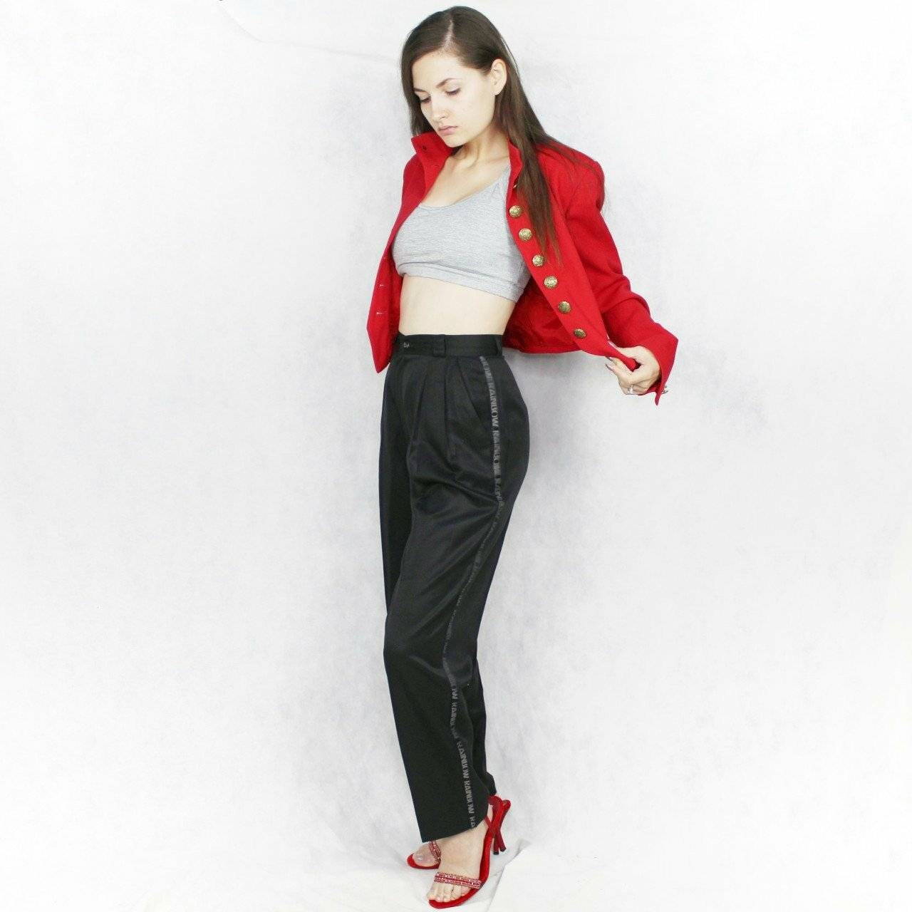 Vintage 90s High Waisted Slacks Black Dark Academia Renaissance Goth Pants by Fundamental Things Petites