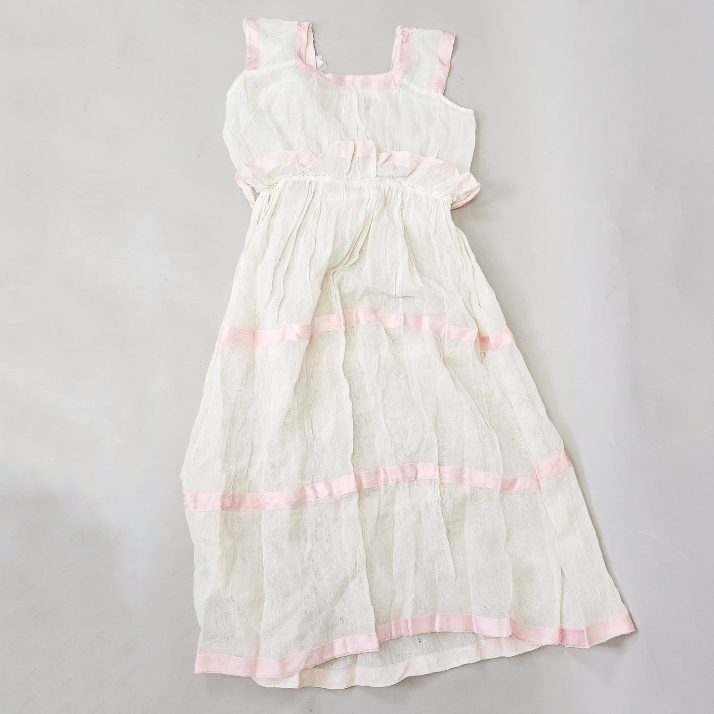 Vintage 20s Antique Budoir Ruffle Net Dress