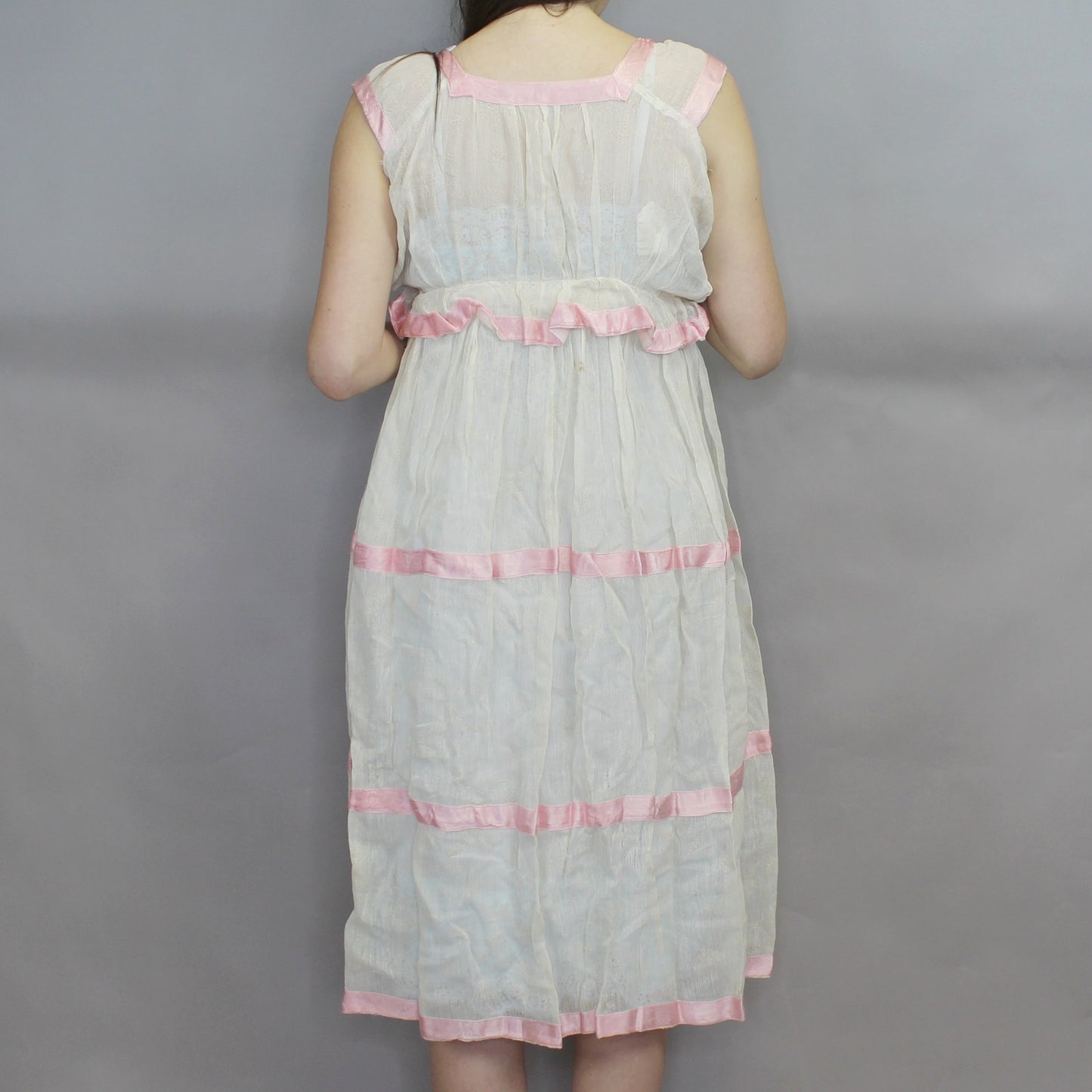 Vintage 20s Antique Budoir Ruffle Net Dress