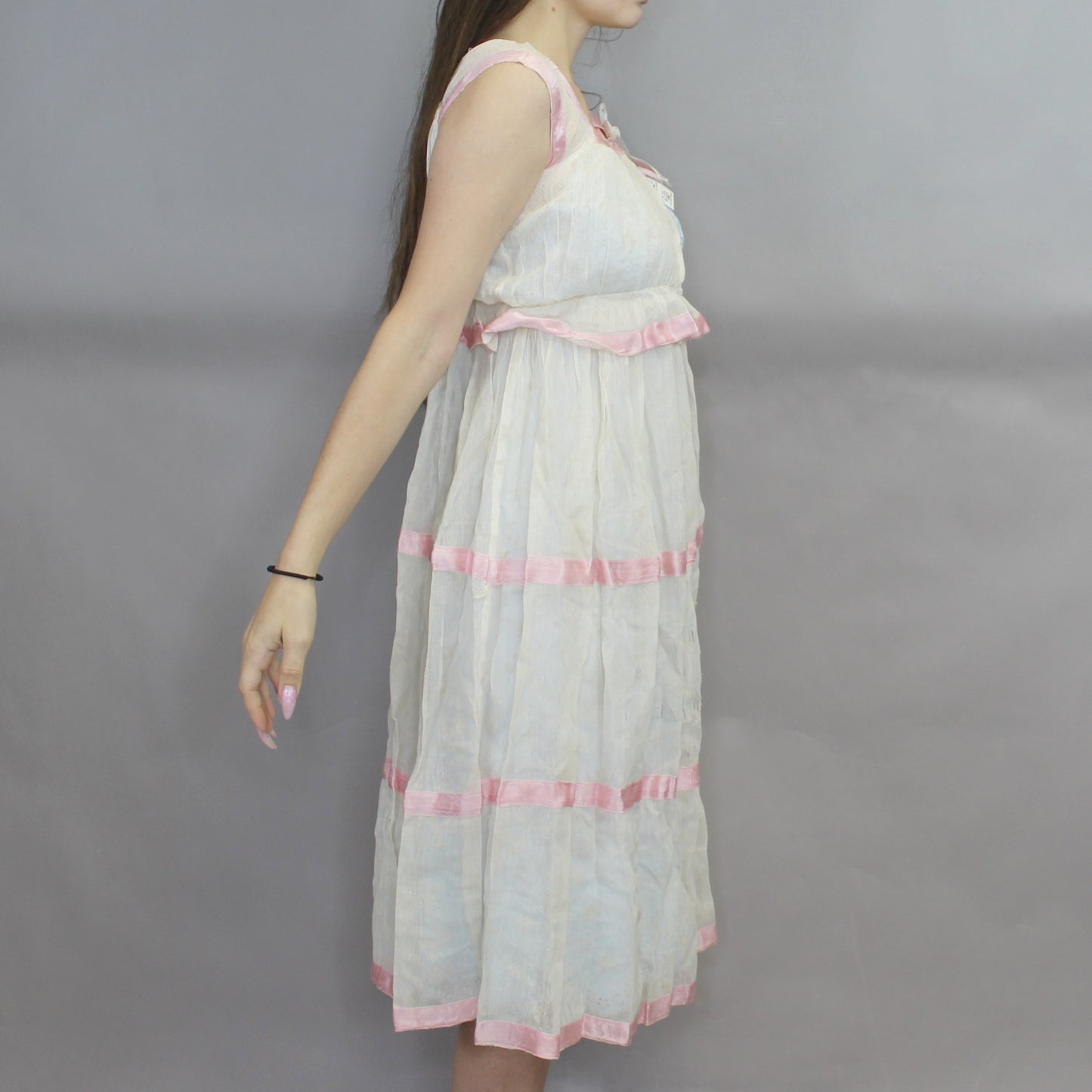 Vintage 20s Antique Budoir Ruffle Net Dress