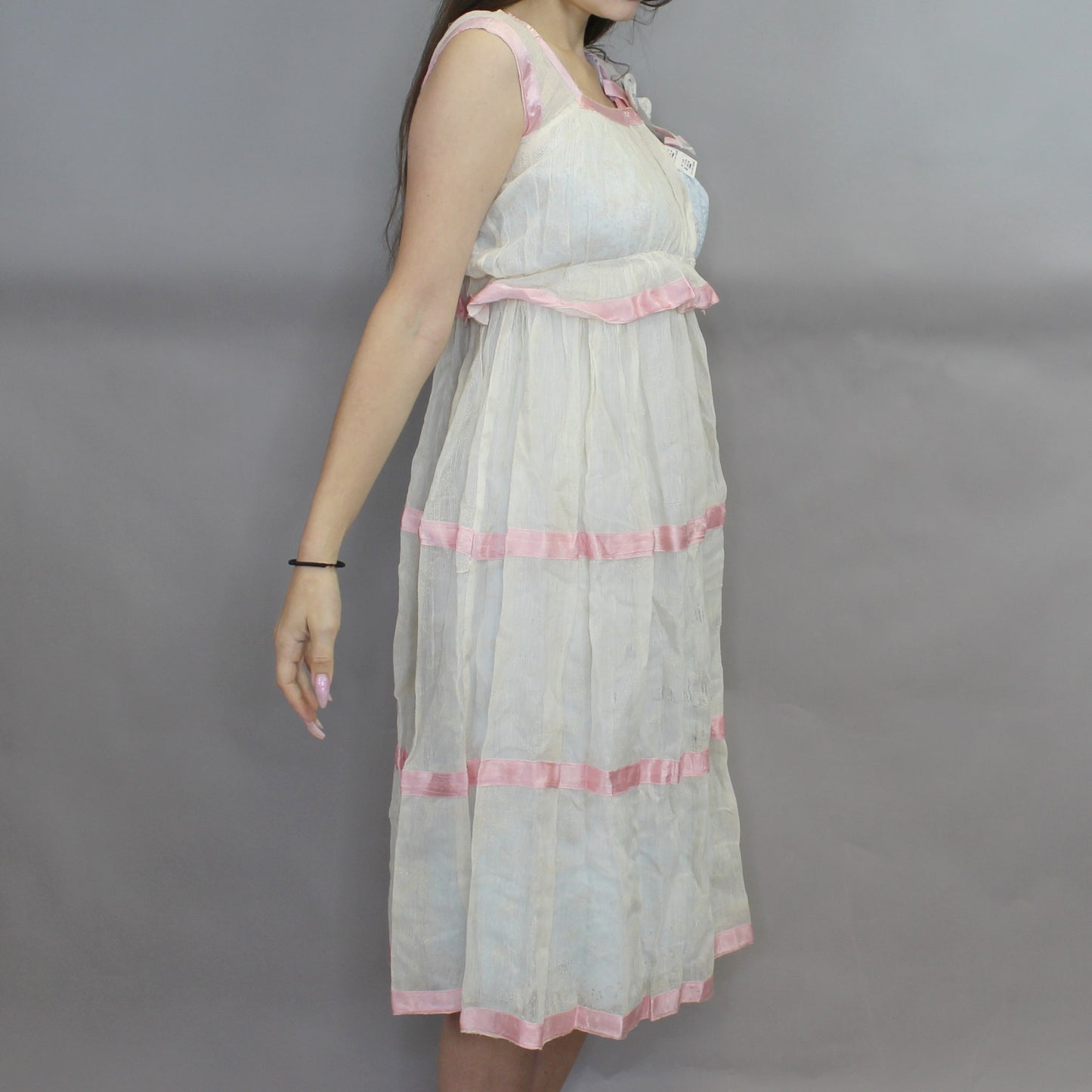 Vintage 20s Antique Budoir Ruffle Net Dress