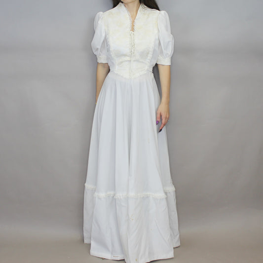 Vintage 70s Cottagecore Prairie Maxi Wedding Dress
