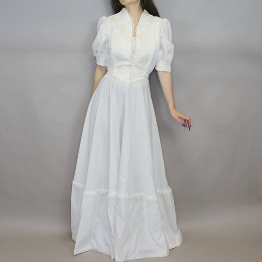Vintage 70s Cottagecore Prairie Maxi Wedding Dress