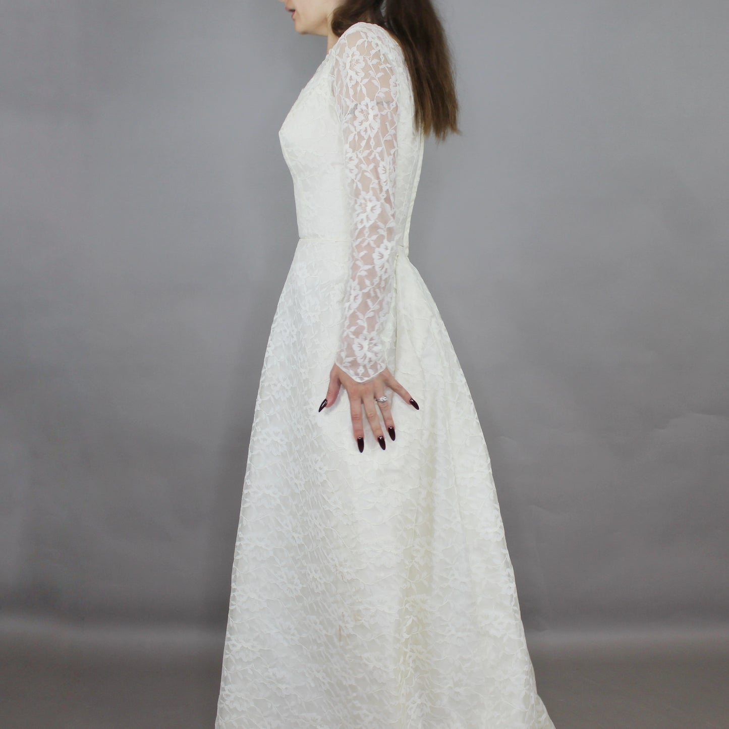 Vintage 60s Lace A-line Wedding Dress