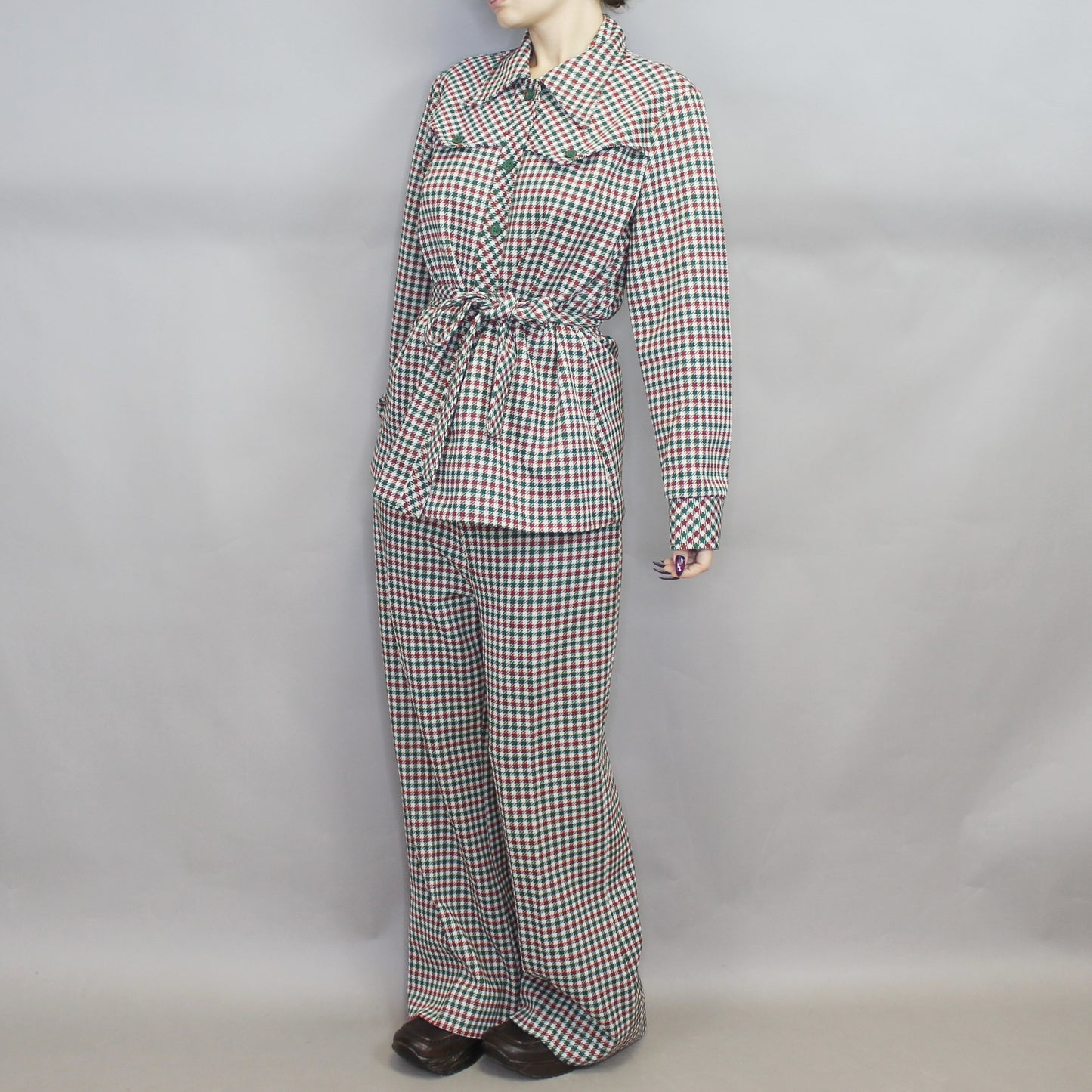 Vintage 70s Houndstooth Patterned Suit Set by Jane Colby