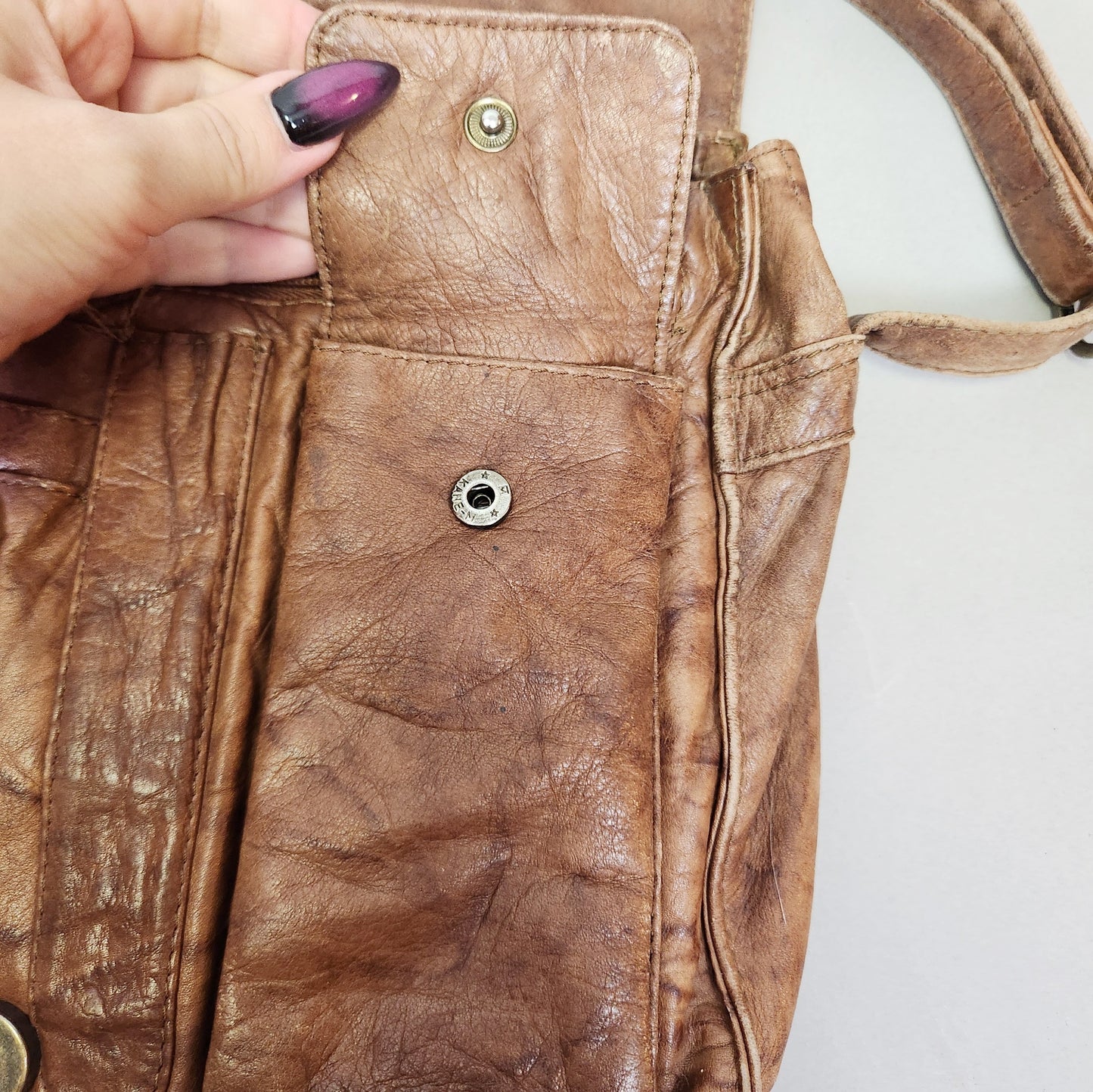 Vintage 80s Brown Leather Messenger Bag by East West