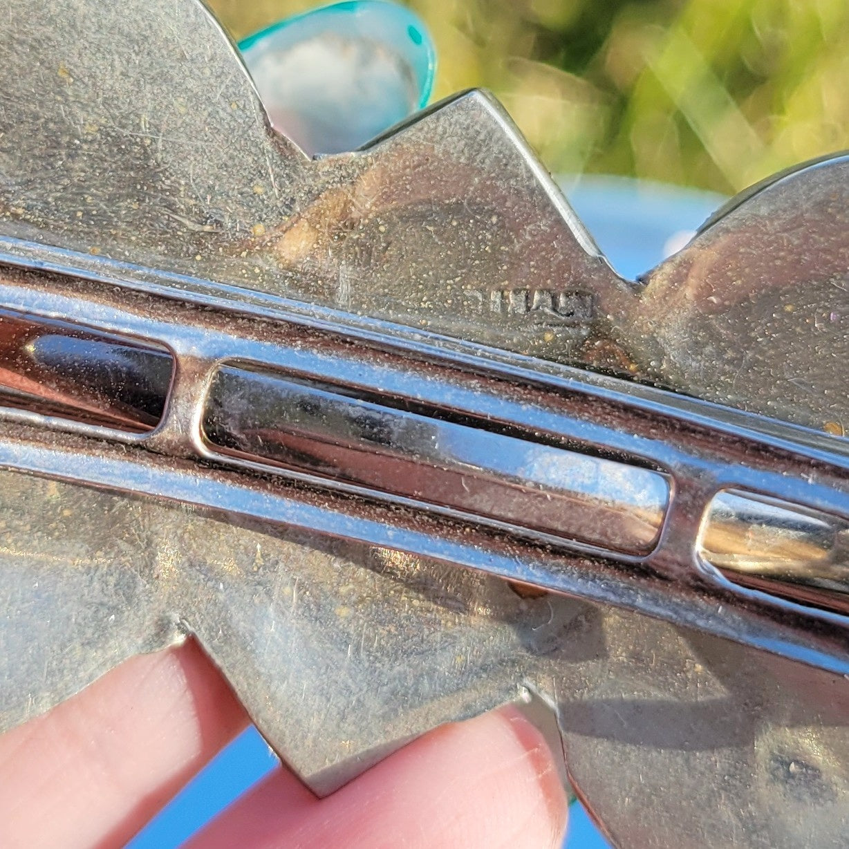 Vintage 80s Abalone Inlay Flower Barrette