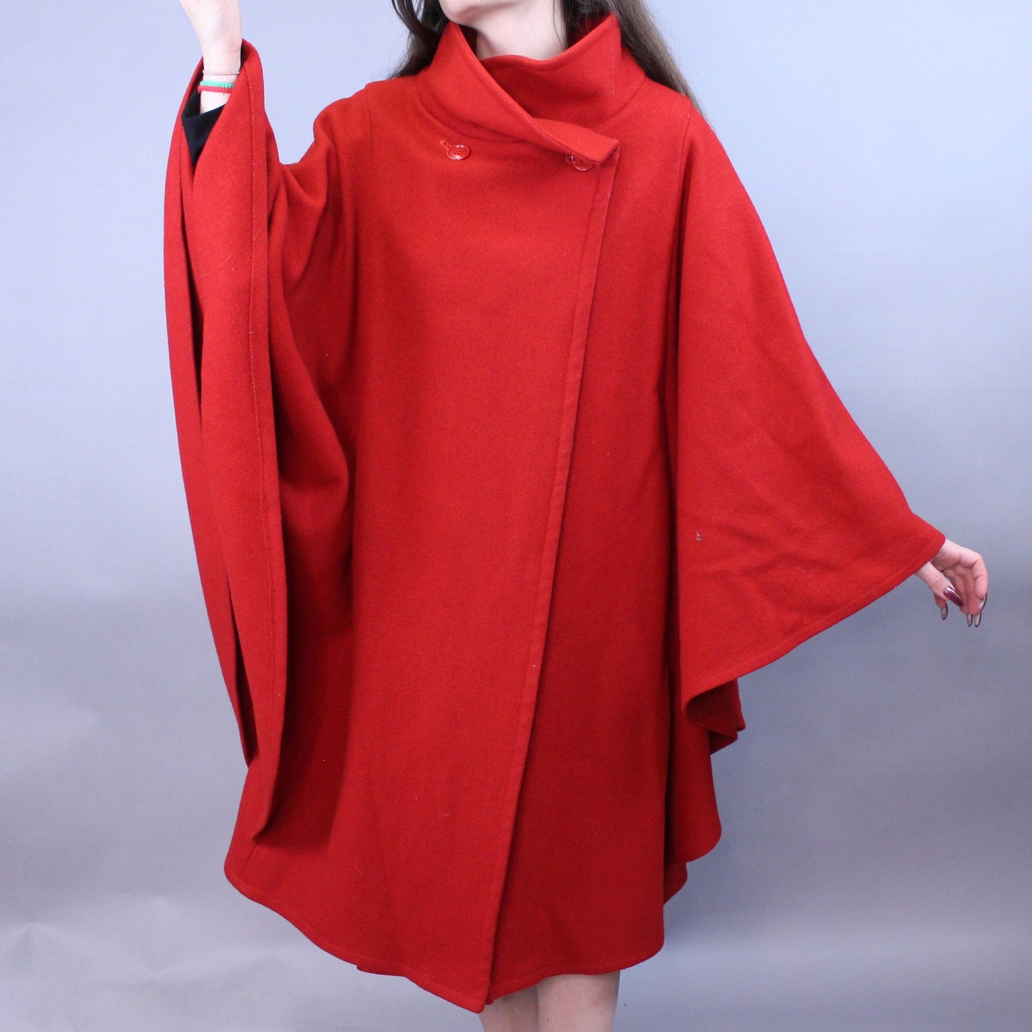 Vintage 80s Little Red Cape Coat