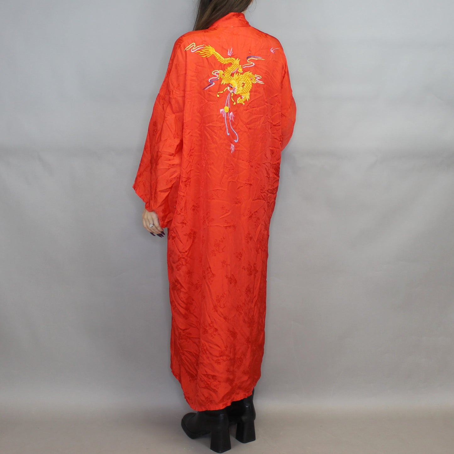 Vintage 70s Dragon Embroidered Kimono Robe