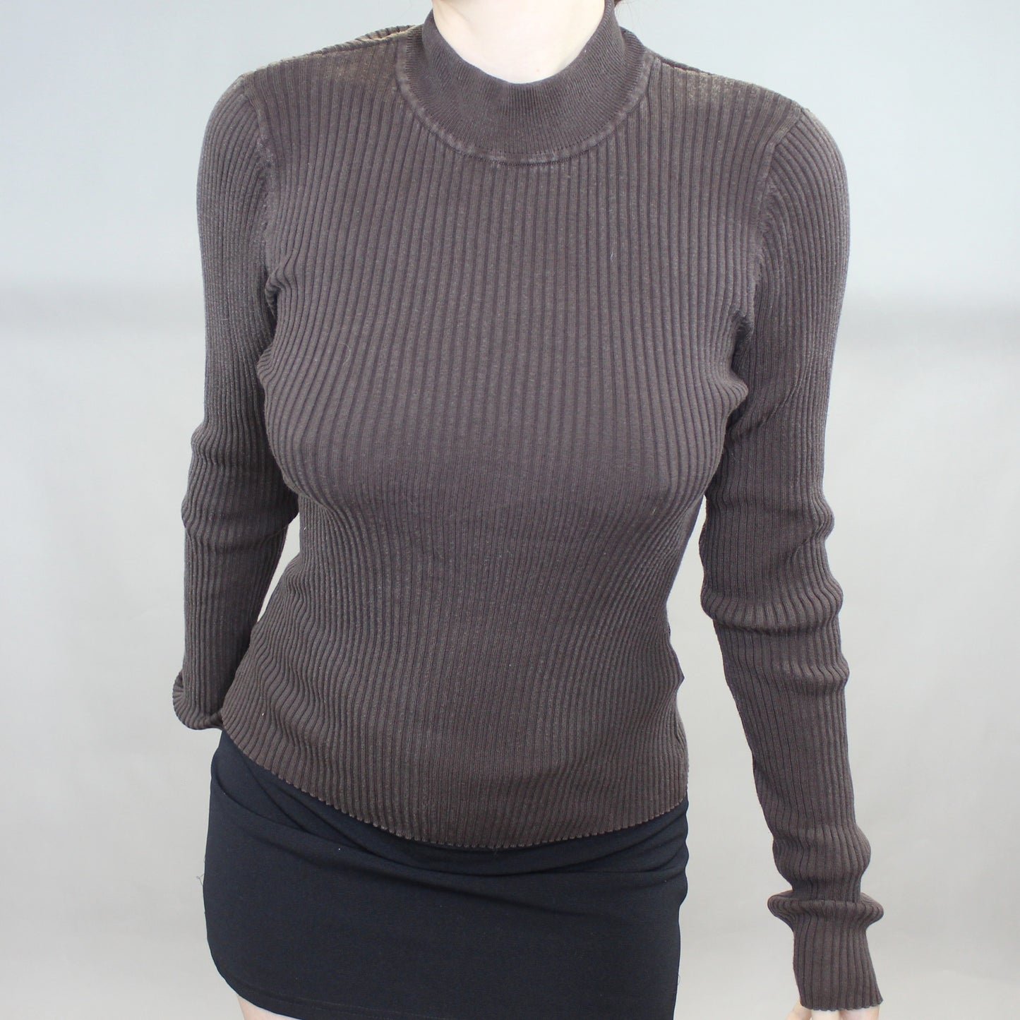 Vintage Y2k Long Sleeve Ribbed Mock Neck by August Silk