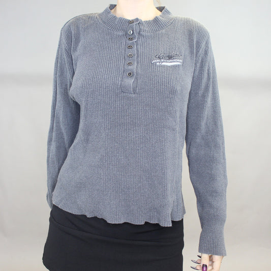 Vintage 90s Harley Davidson Ribbed Long Sleeve Henley