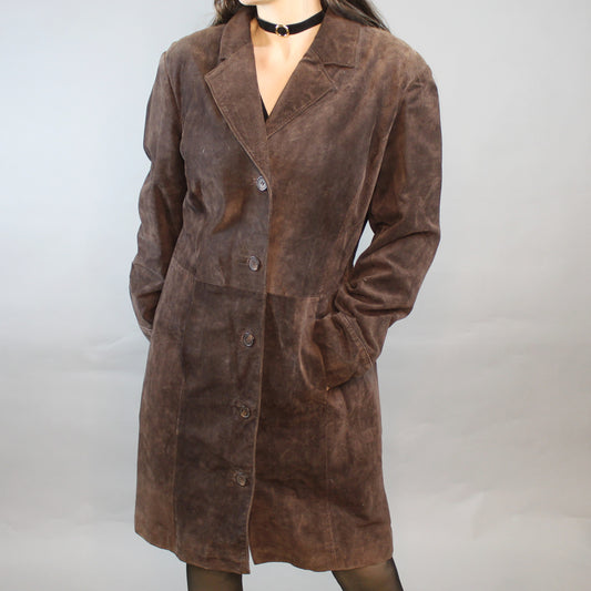 Vintage Y2k Brown Suede Mid-length Coat by Style&Co. Collections