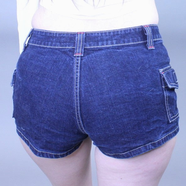 Vintage Y2k Low Rise Denim Cargo Micro Mini Shorts by TotheMax!