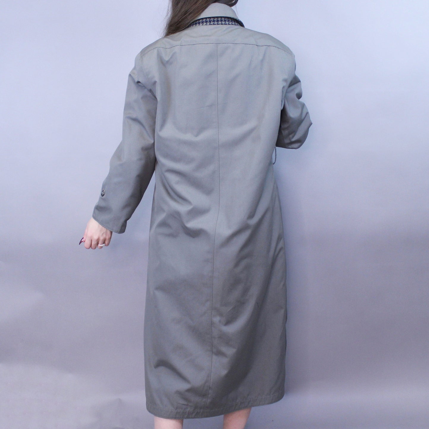 Vintage 80s Reversible Houndstooth Green Coat by London Fog