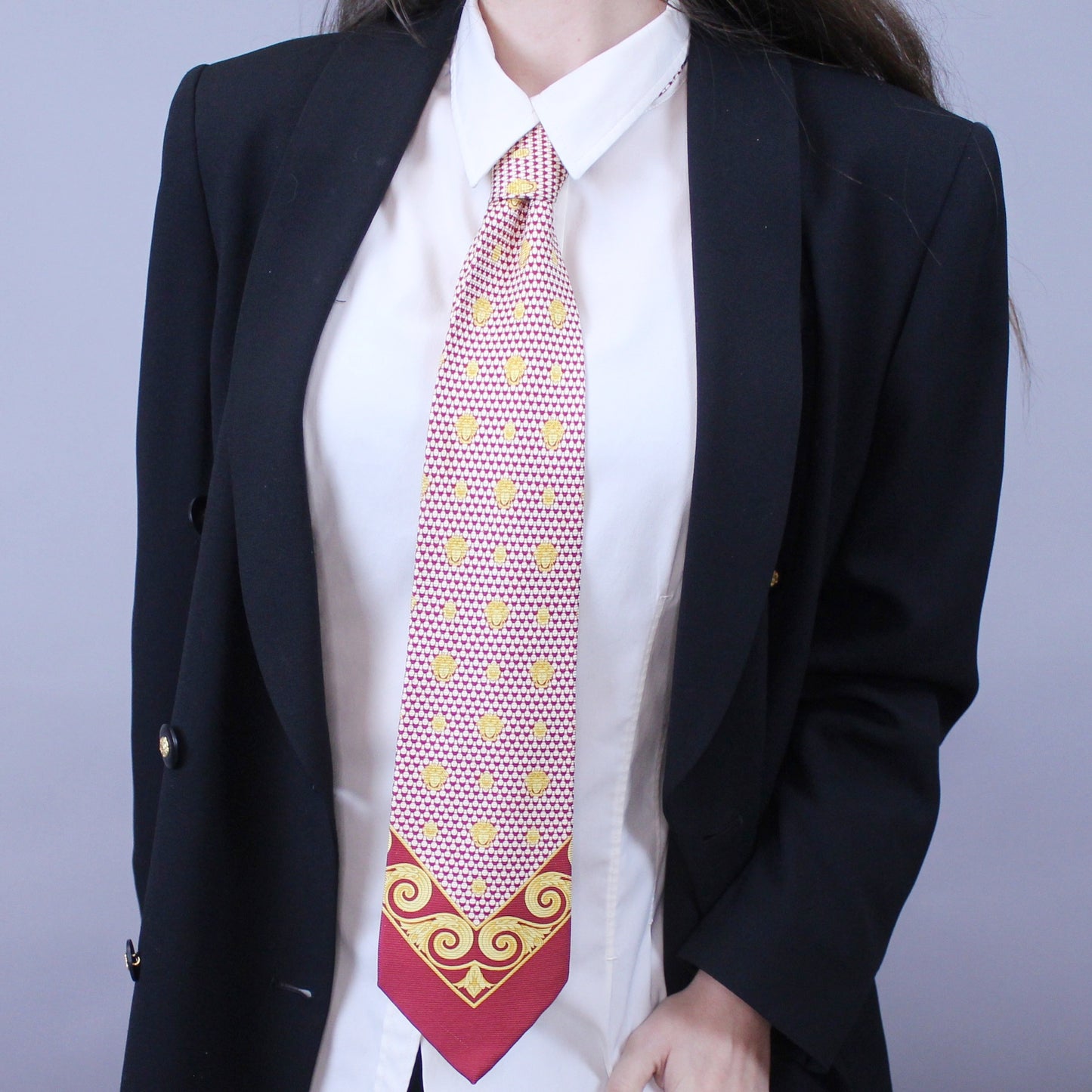 Vintage 90s Gianni Versace Silk Medusa Head Tie