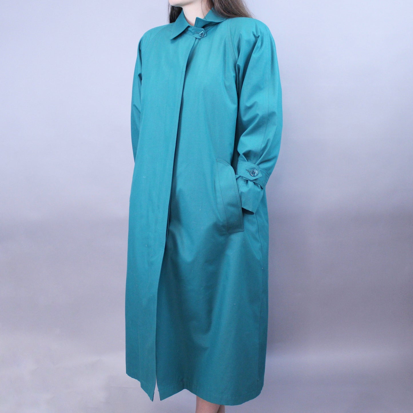 Vintage 80s Teal London Fog Trench Coat
