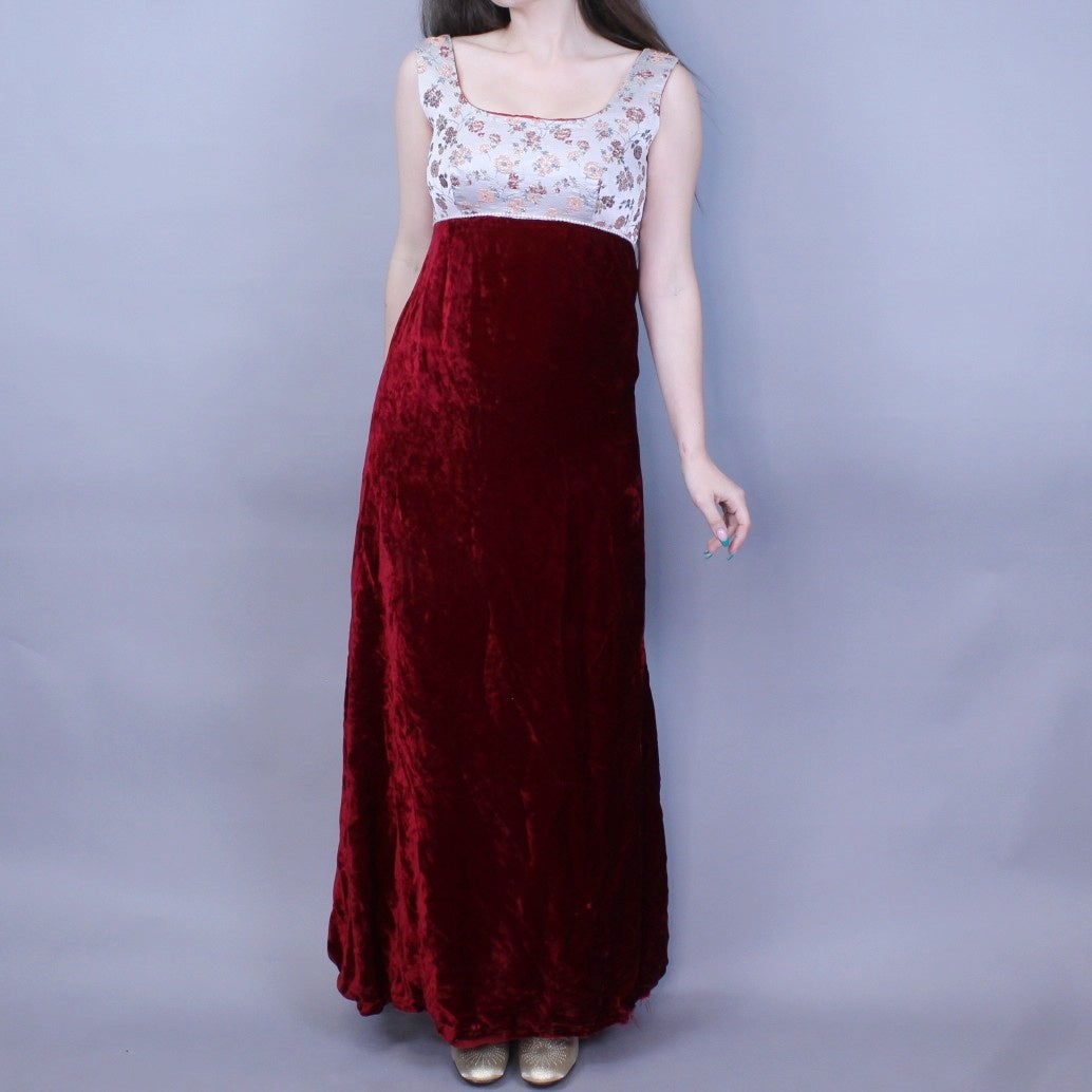 Vintage 70s Velvet Babydoll Evening Gown