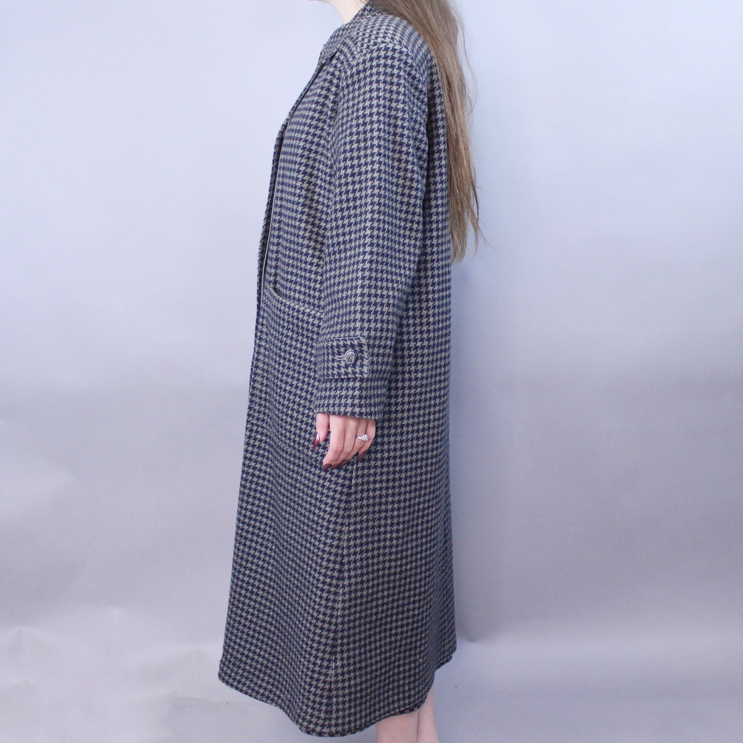 Vintage 80s Reversible Houndstooth Green Coat by London Fog