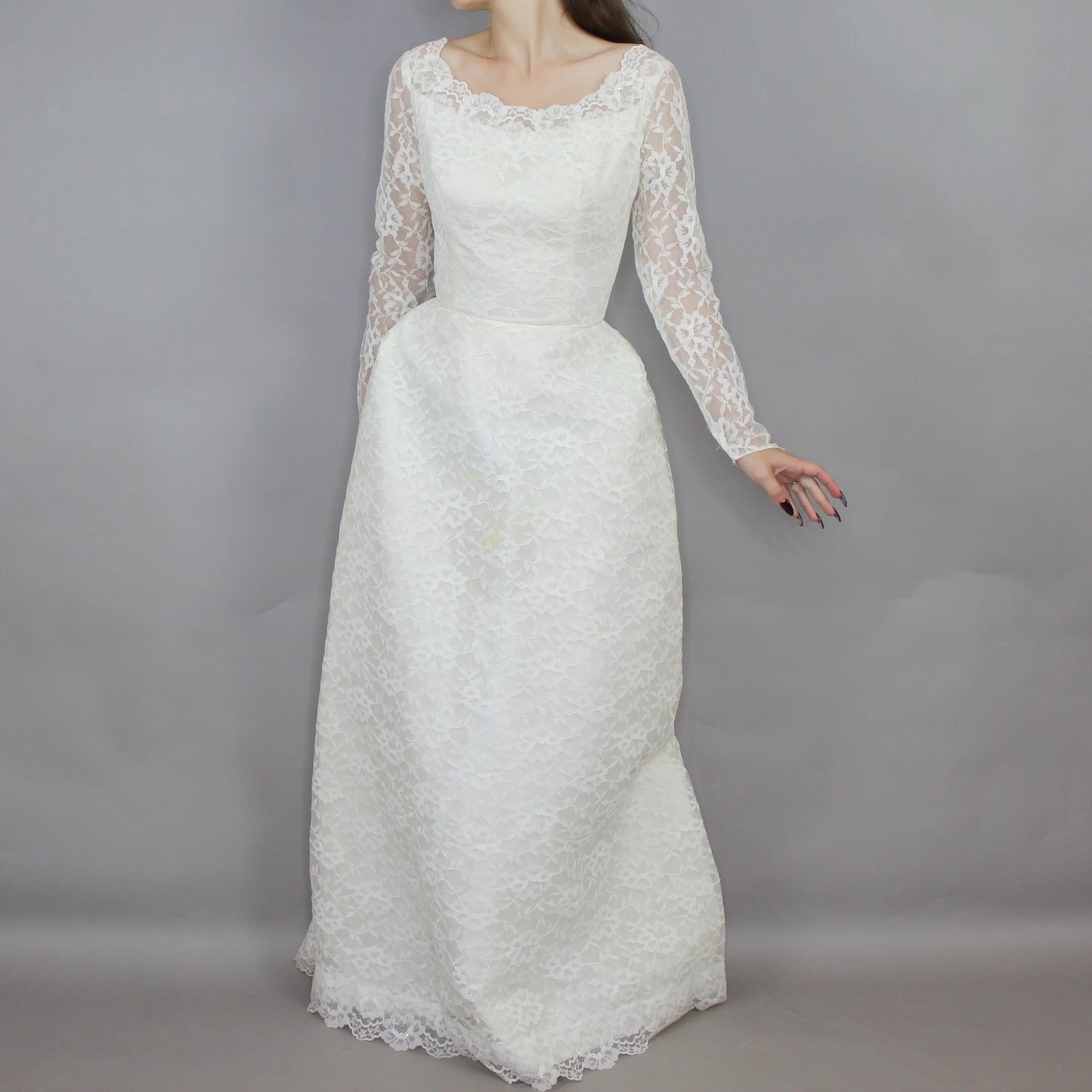 Vintage 60s Lace A-line Wedding Dress