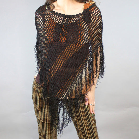 Vintage Y2k Fringe Poncho by Say What?