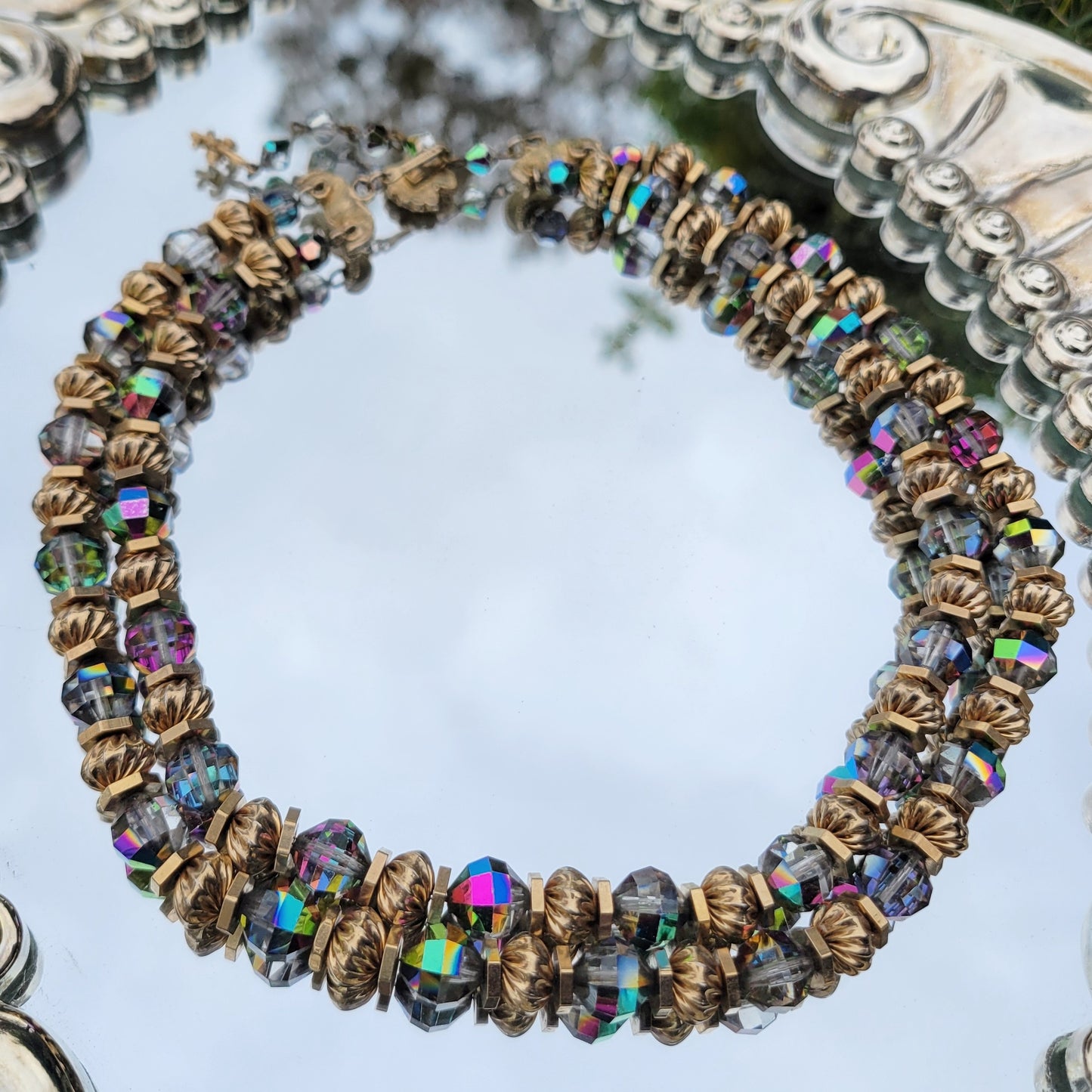 Vintage 50s Aurora Borealis Crystal Necklace Fairy Glam by Vendome