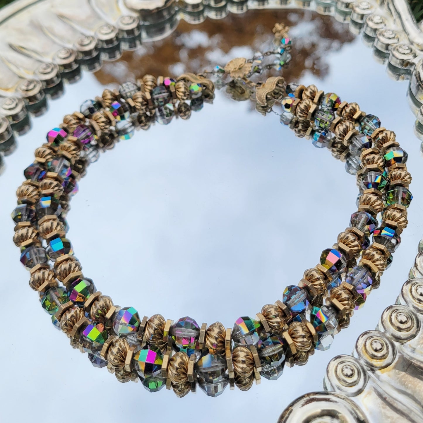 Vintage 50s Aurora Borealis Crystal Necklace Fairy Glam by Vendome